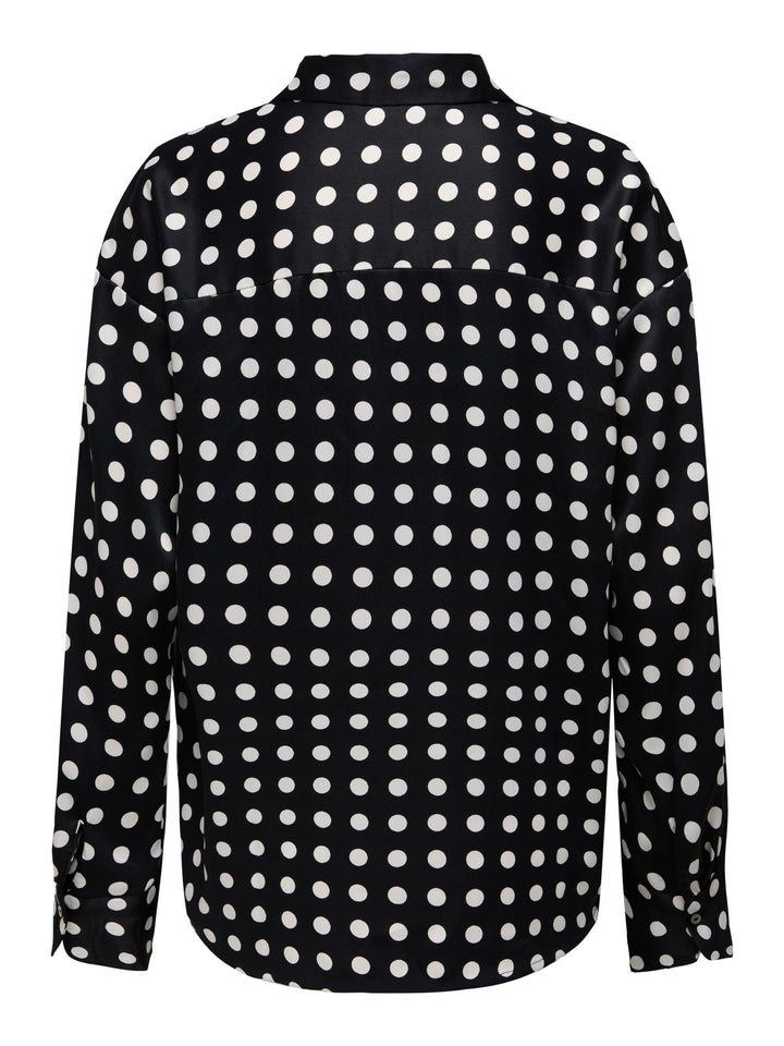 Only ONLLYDIA L/S SATIN SHIRT WVN – dames blouse zwart dessin