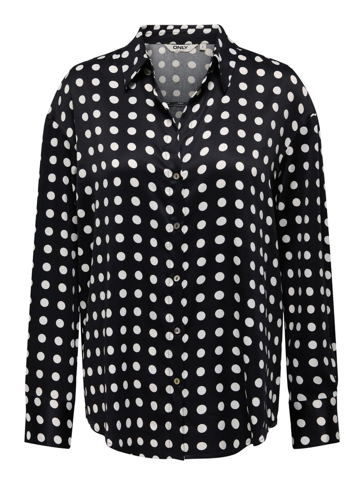Only ONLLYDIA L/S SATIN SHIRT WVN – dames blouse zwart dessin