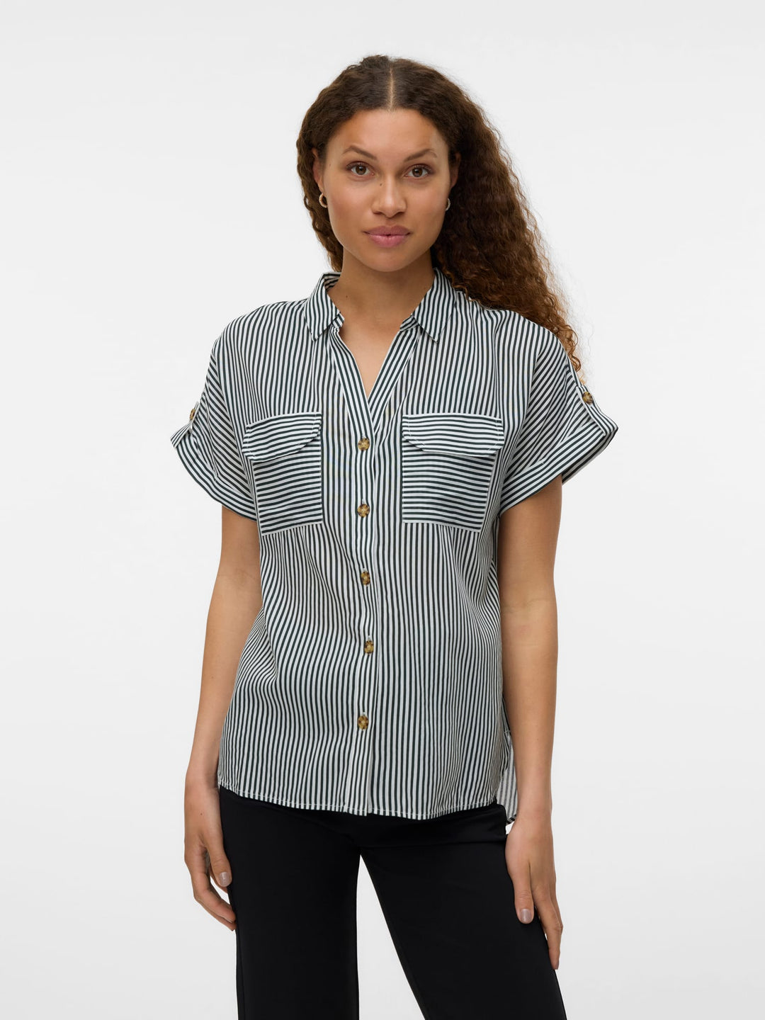 VERO MODA 10310139 Bumpy blouse k/m dames - groen dessin