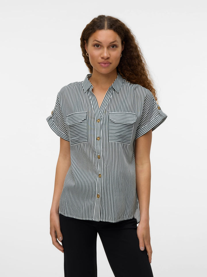VERO MODA 10310139 Bumpy blouse k/m dames - groen dessin