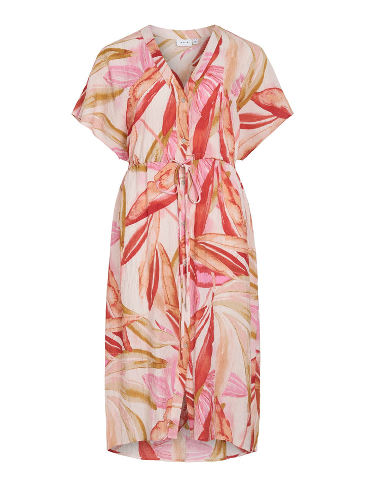 Vila 14114821 Limia jurk midi dames roze dessin