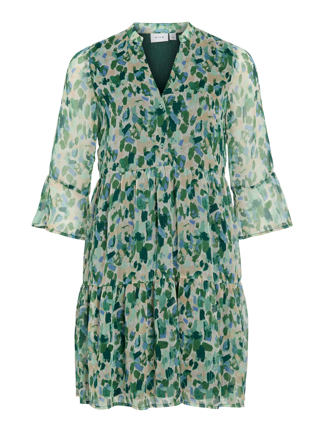 Vila 14116167 Emma jurk kort dames – groen dessin
