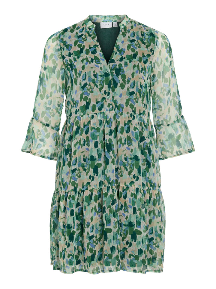 Vila 14116167 Emma jurk kort dames – groen dessin
