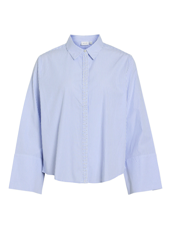 Vila 14115470 Pilina blouse l/m blauw dessin