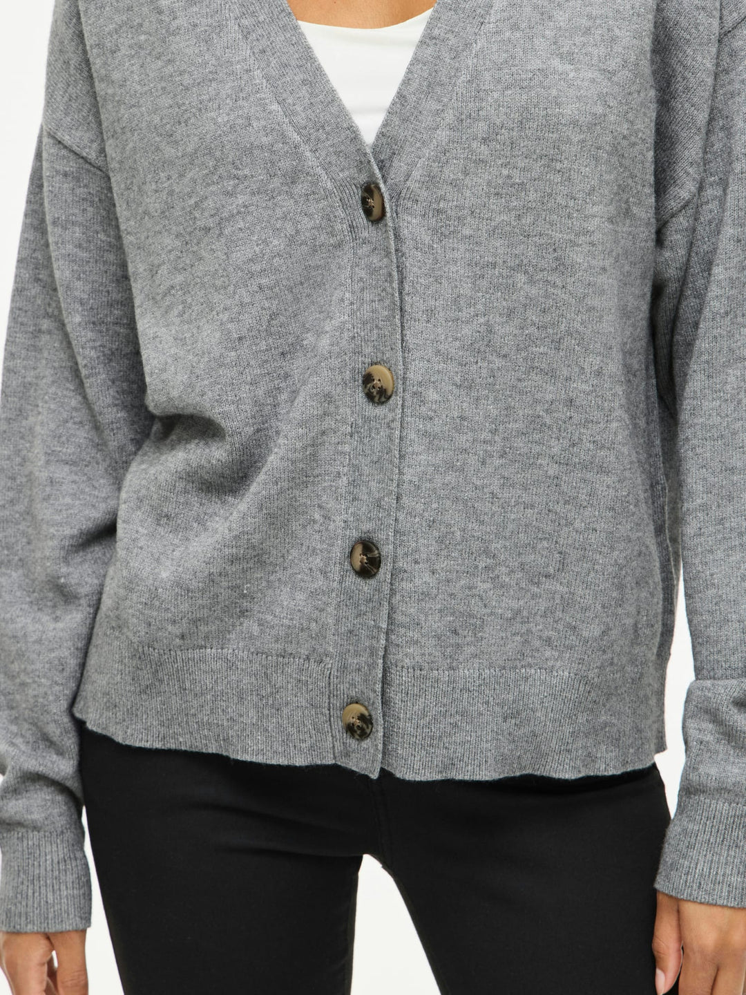 Vila VIRIL V-NECK KNIT CARDIGAN - dames vest - Grijs Melee