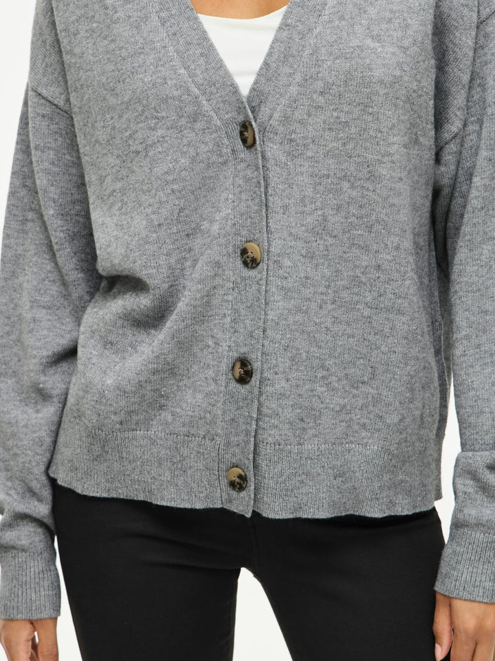 Vila VIRIL V-NECK KNIT CARDIGAN - dames vest - Grijs Melee