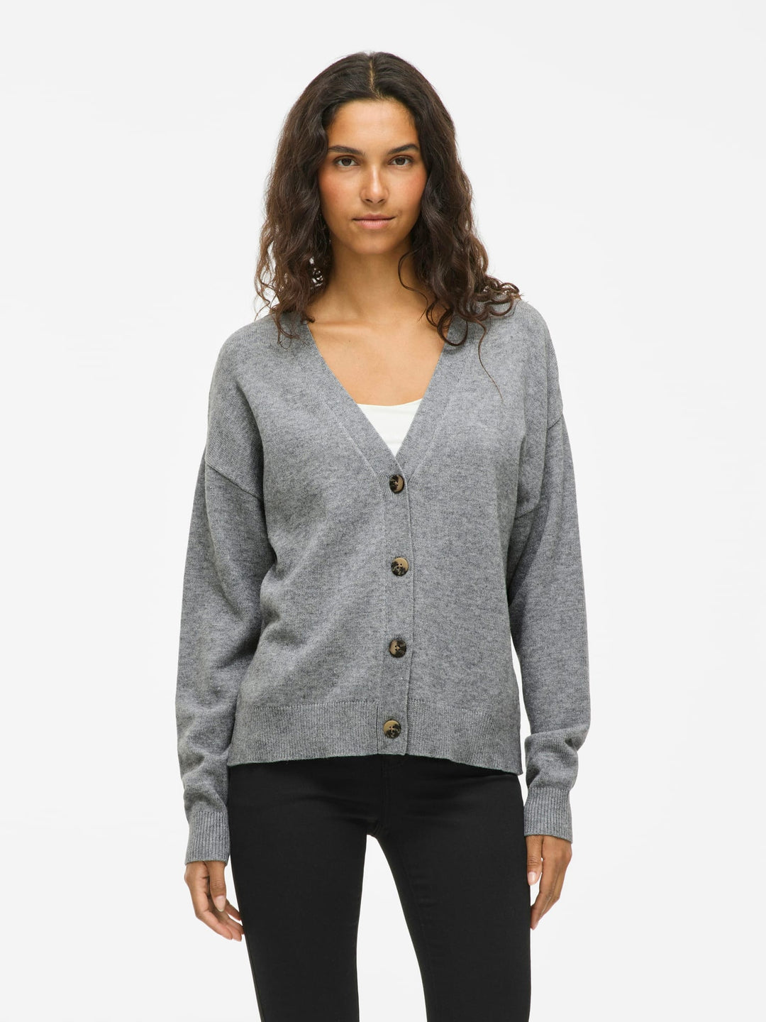 Vila VIRIL V-NECK KNIT CARDIGAN - dames vest - Grijs Melee
