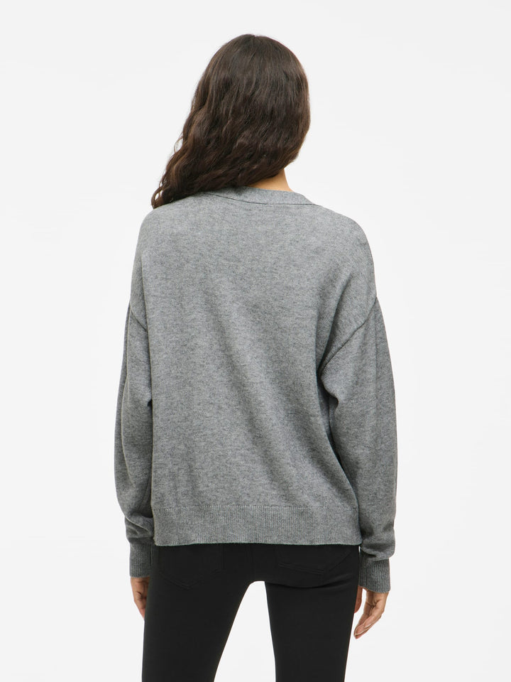 Vila VIRIL V-NECK KNIT CARDIGAN - dames vest - Grijs Melee
