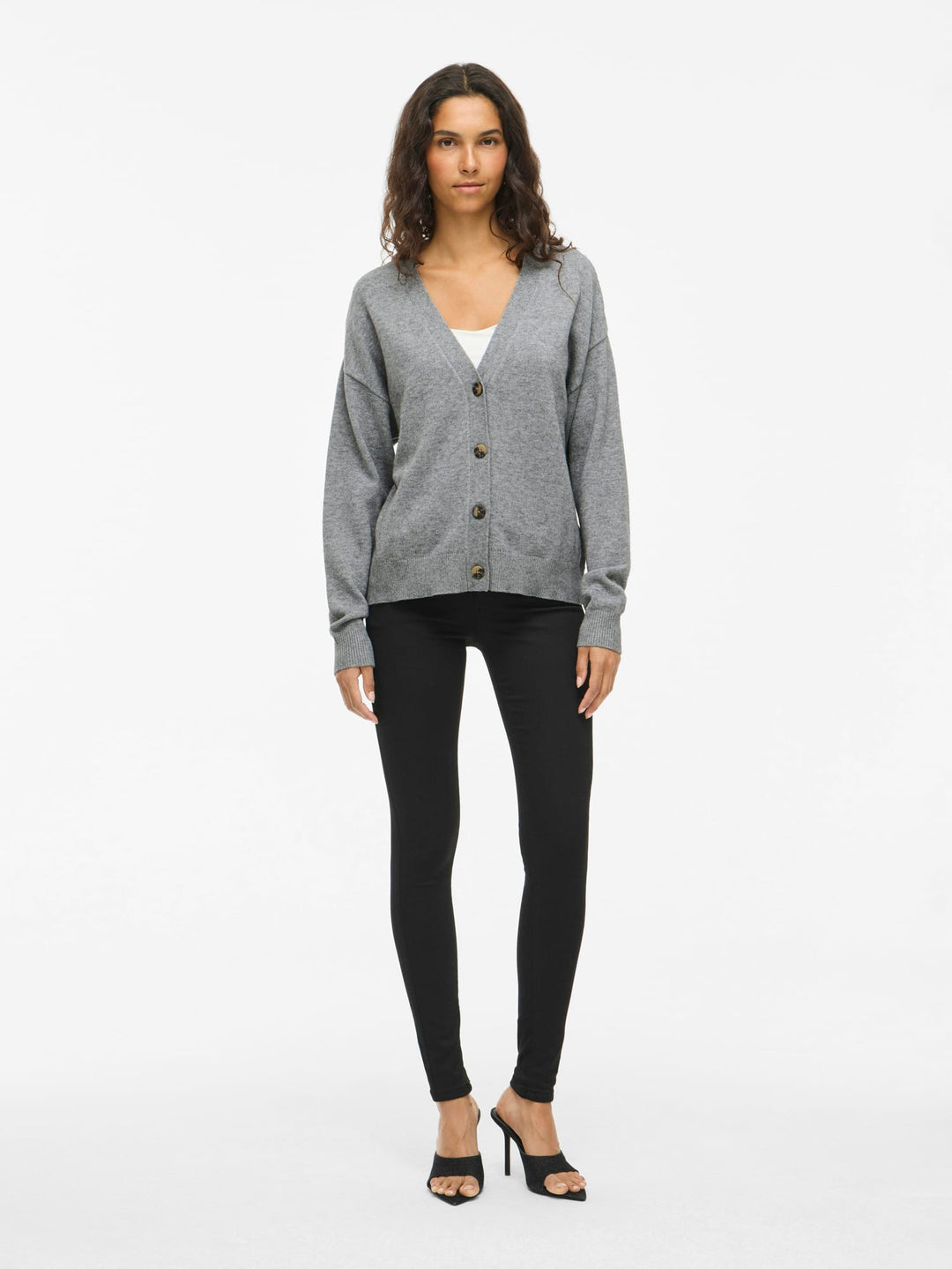 Vila VIRIL V-NECK KNIT CARDIGAN - dames vest - Grijs Melee