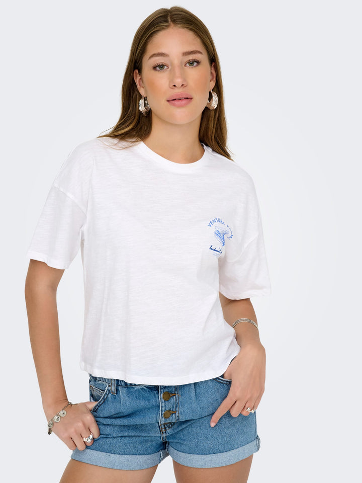 Only t-shirt k/m dames off-white – ONLBONE S/S DINING TO BOX JRS