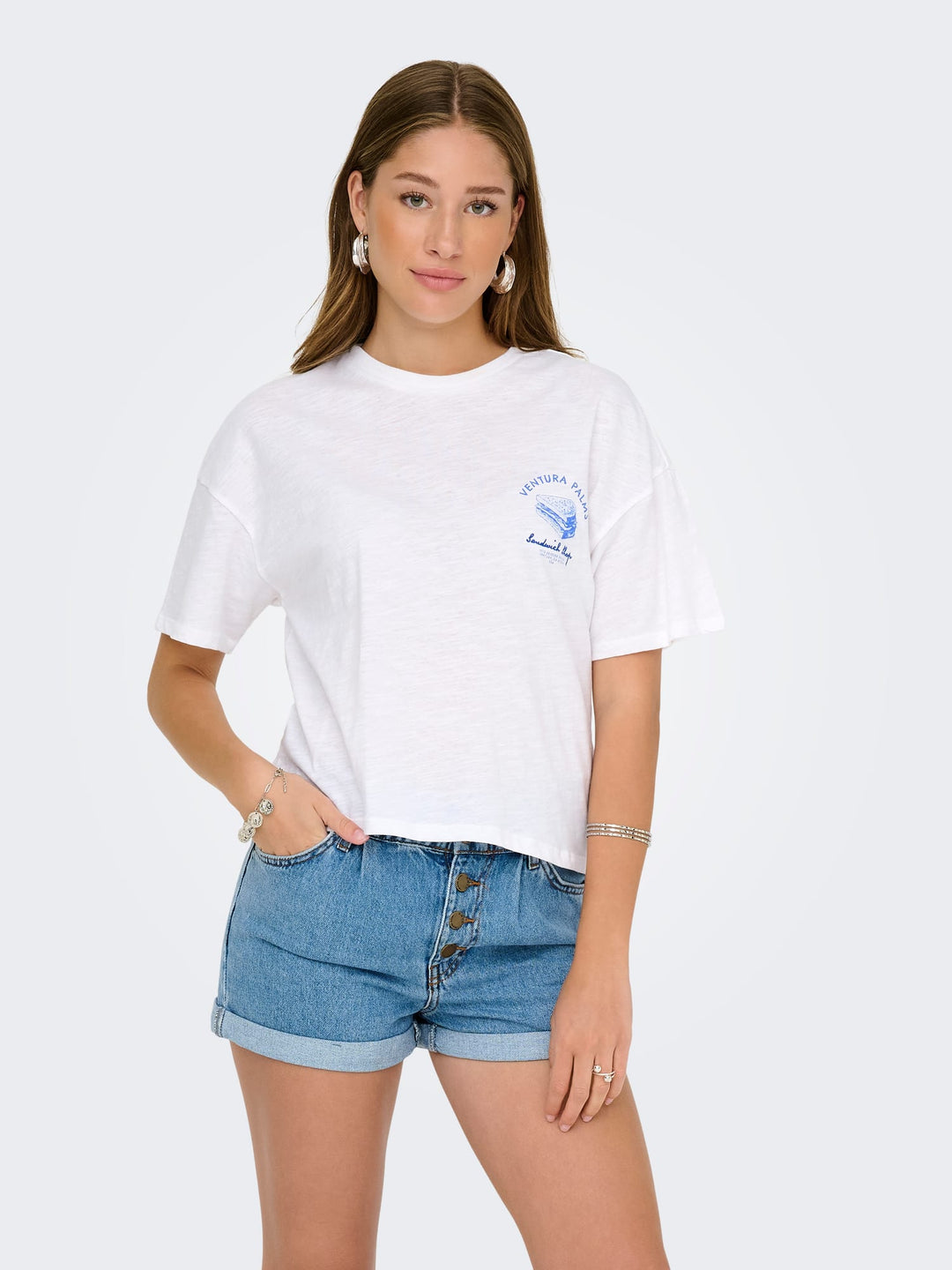 Only t-shirt k/m dames off-white – ONLBONE S/S DINING TO BOX JRS