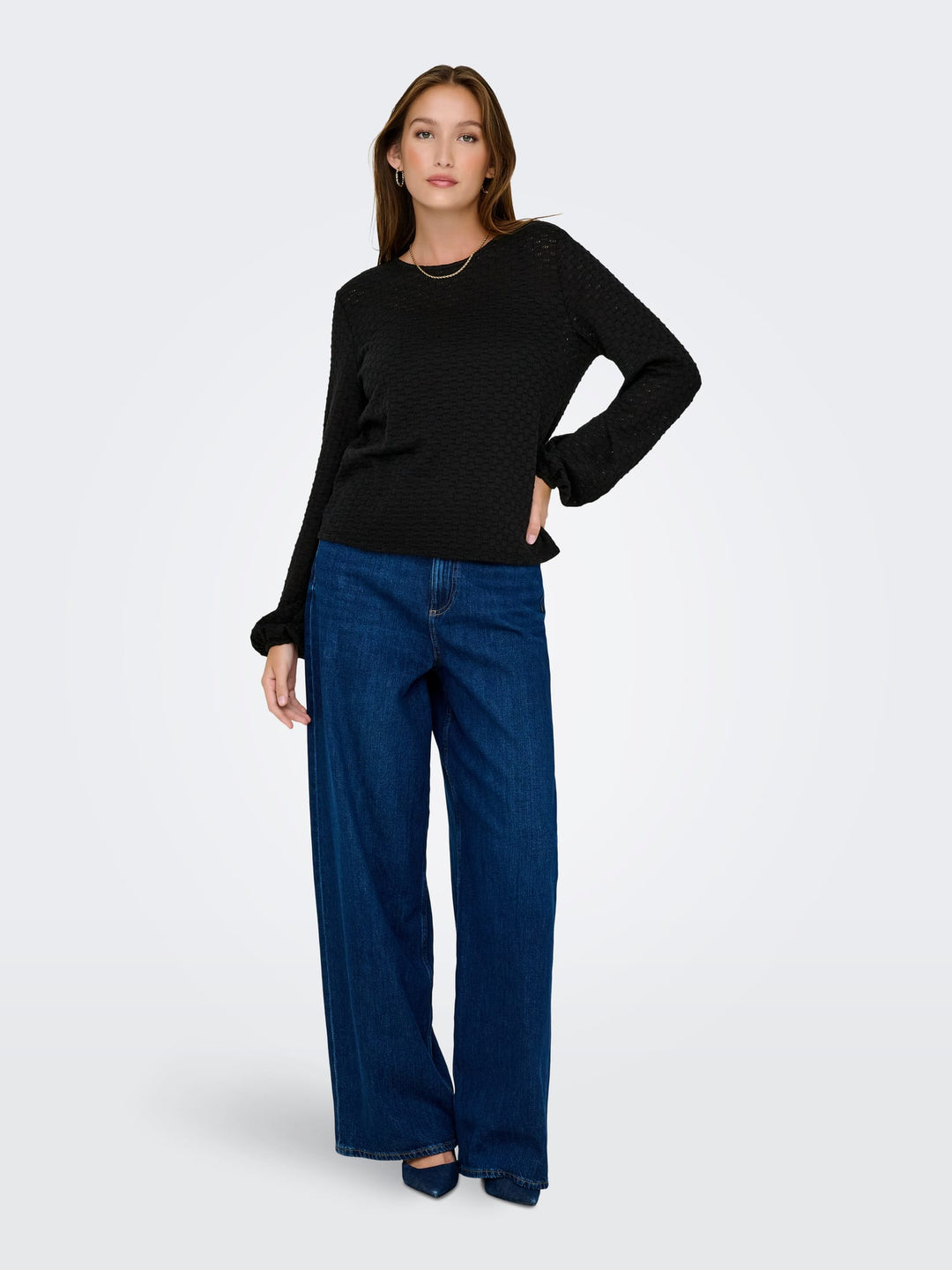 Only 15356111 Belle T-shirt l/m dames – zwart