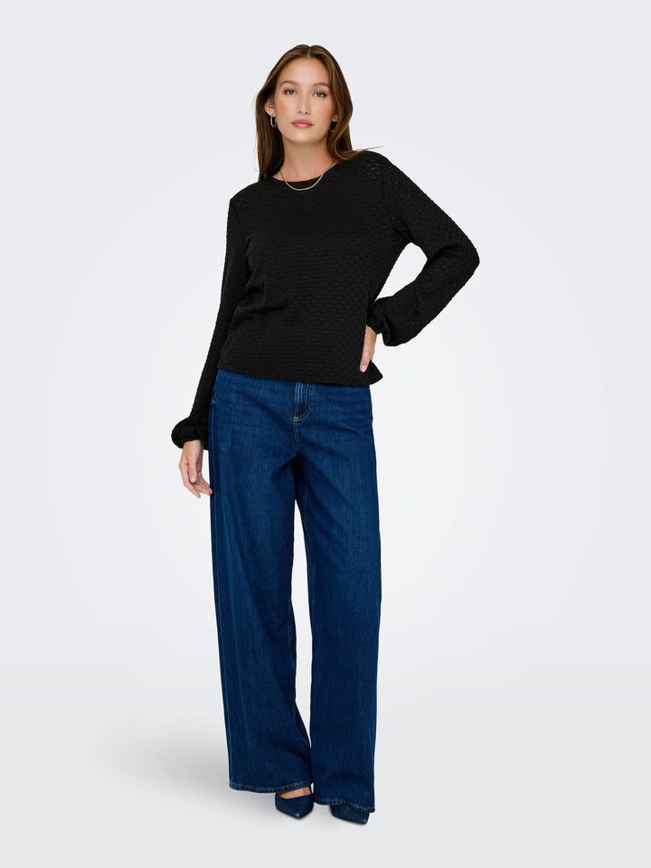 Only 15356111 Belle T-shirt l/m dames – zwart