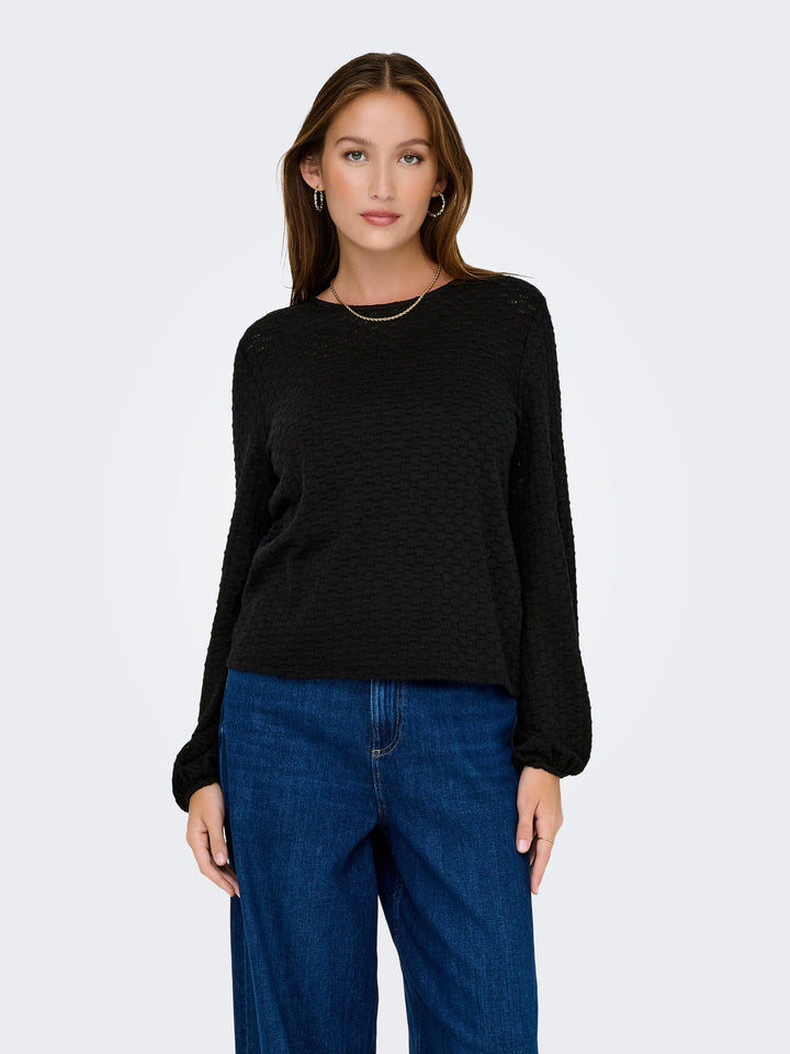 Only 15356111 Belle T-shirt l/m dames – zwart