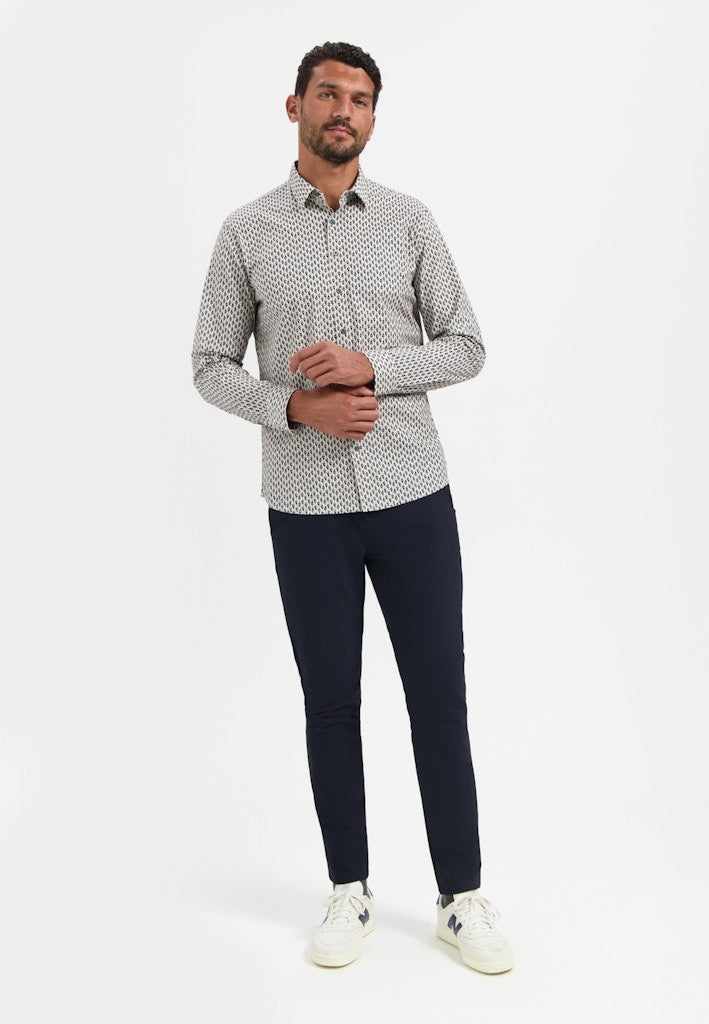 No Excess overhemd l/m ecru dessin – heren
