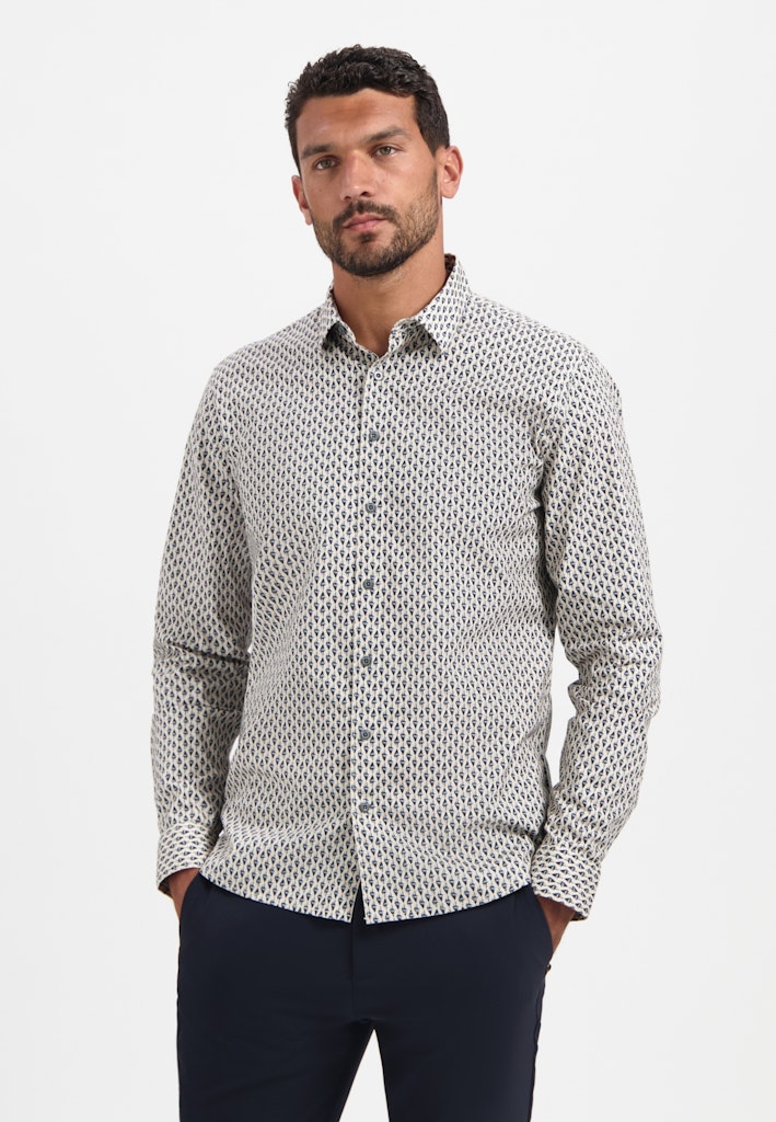 No Excess overhemd l/m ecru dessin – heren