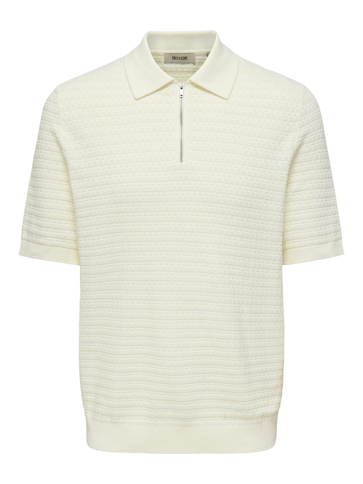 ONLY & SONS ONSMENU REG SS STRUCTURE POLO KNIT – heren - Off-white