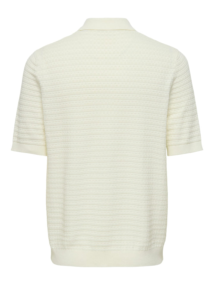 ONLY & SONS ONSMENU REG SS STRUCTURE POLO KNIT – heren - Off-white