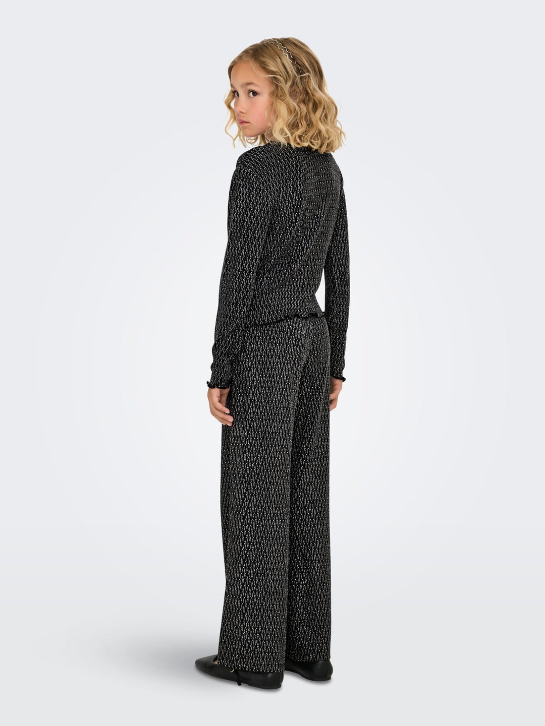 Kids Only KOGQUEEN GLITTER PANT BF JRS – meisjes lange broek - Zwart Dessin