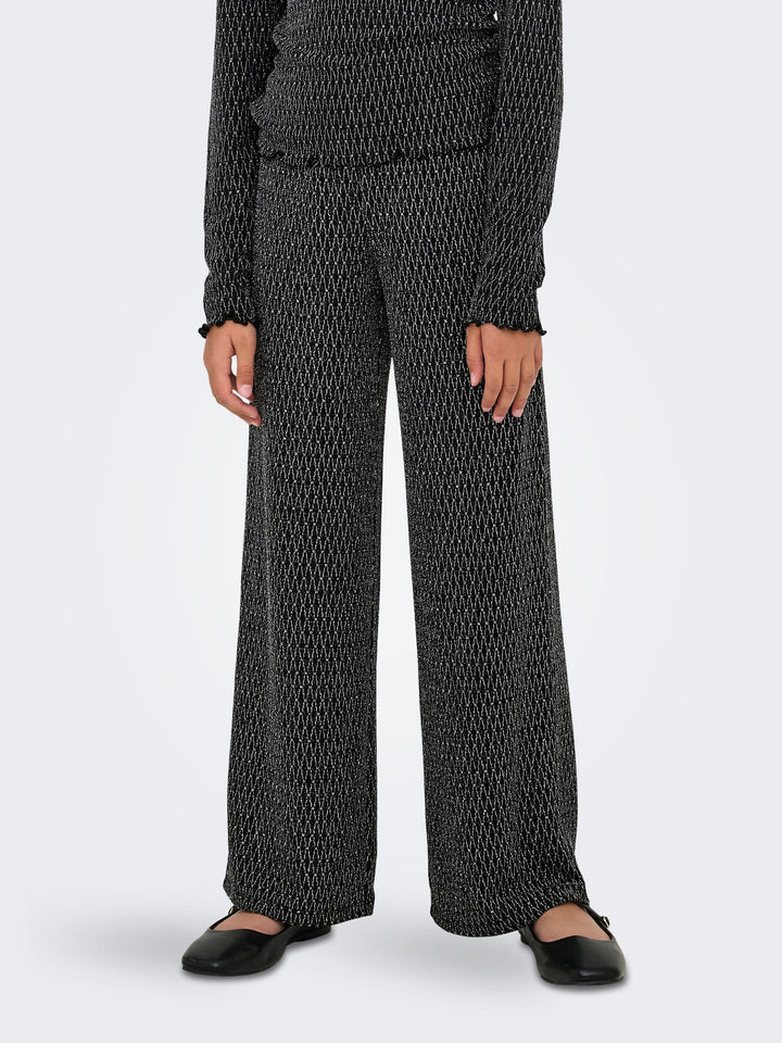 Kids Only KOGQUEEN GLITTER PANT BF JRS – meisjes lange broek - Zwart Dessin