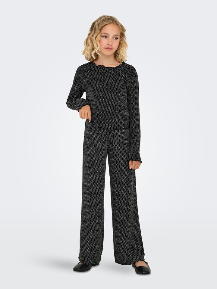 Kids Only KOGQUEEN GLITTER PANT BF JRS – meisjes lange broek - Zwart Dessin