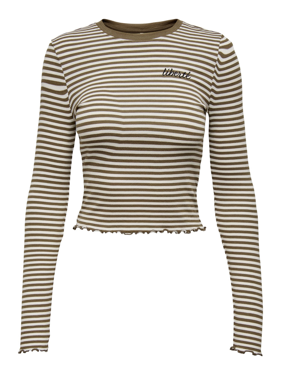 Only Newmaja cropped t-shirt – dames - Bruin Dessin