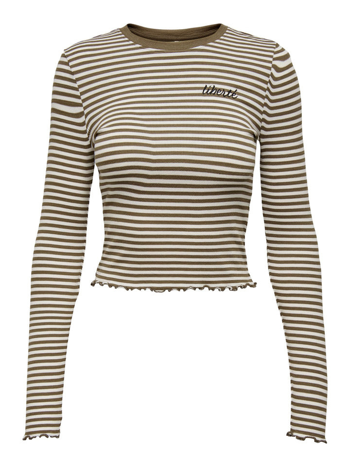 Only Newmaja cropped t-shirt – dames - Bruin Dessin