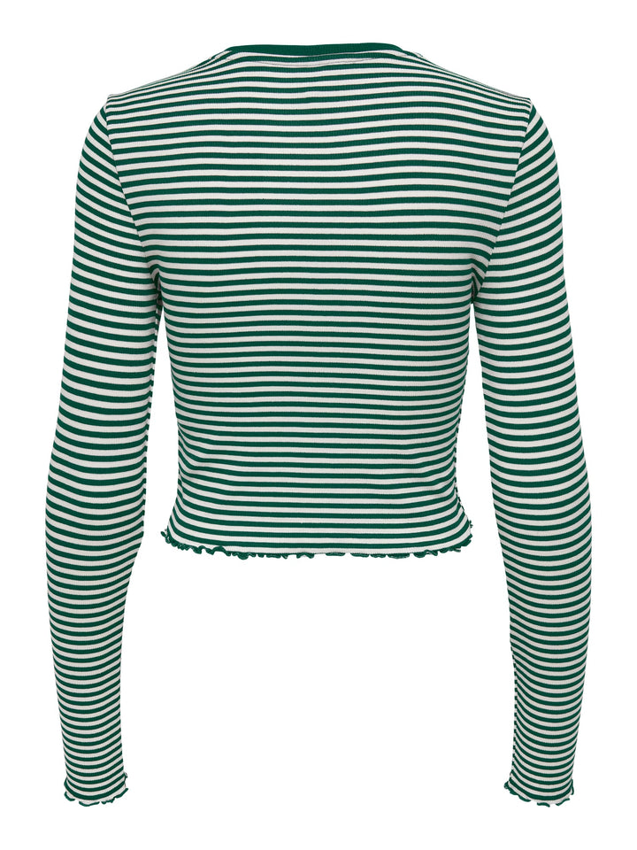 Only ONLMAJA L/S Cropped Top groen dessin – dames