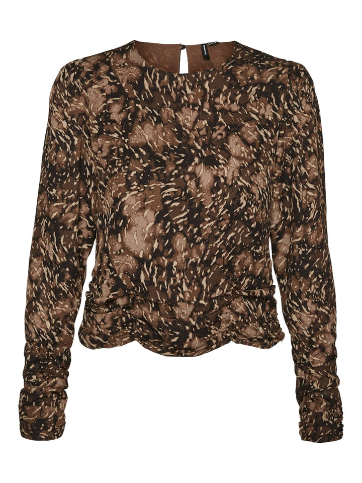 VERO MODA 10256386 VMcimmie top l/m dames bruin dessin