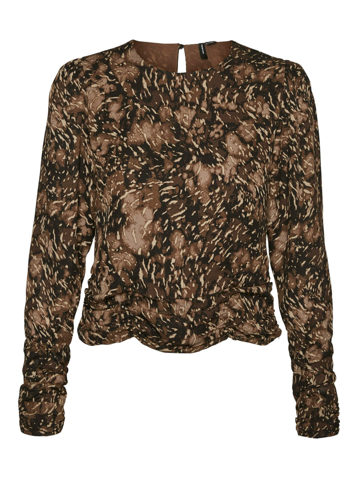 VERO MODA 10256386 VMcimmie top l/m dames bruin dessin
