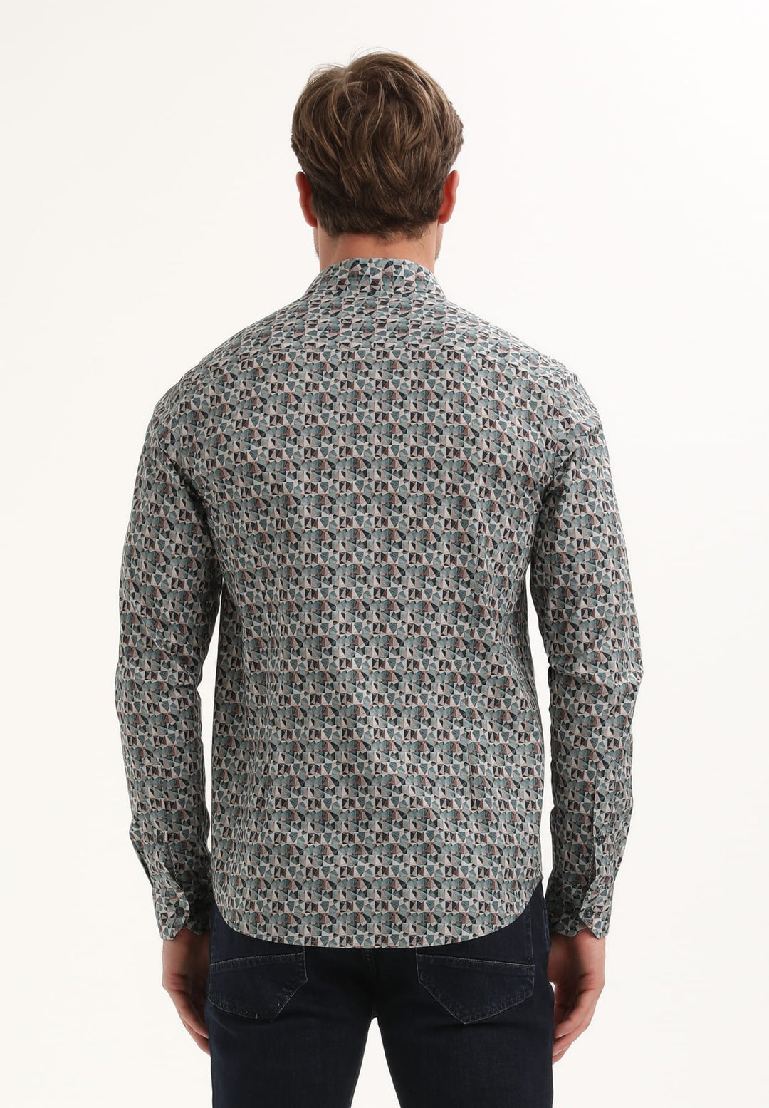 Gabbiano men overhemd l/m groen dessin – heren