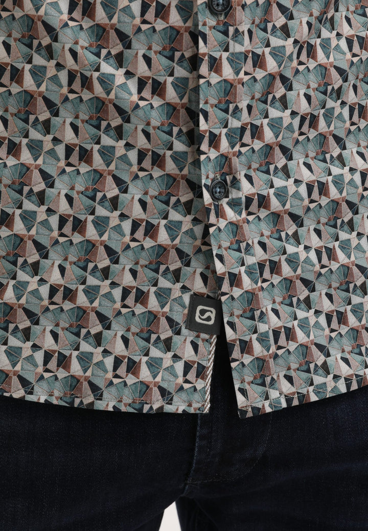 Gabbiano men overhemd l/m groen dessin – heren