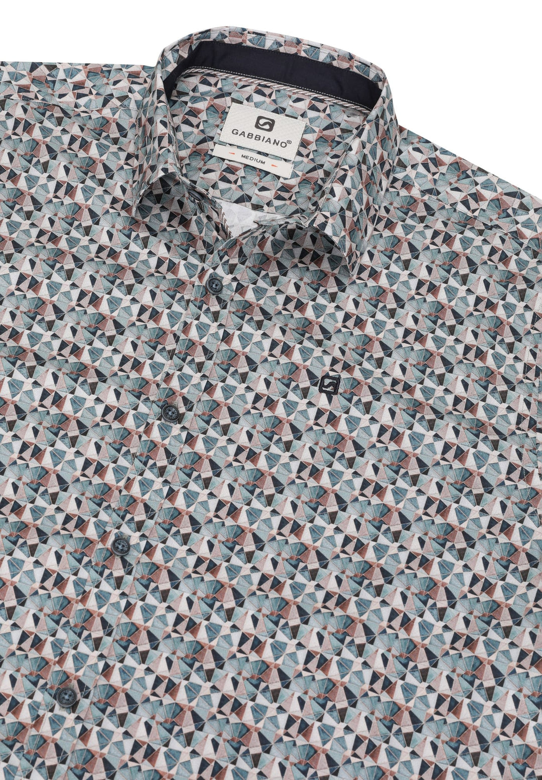 Gabbiano men 335738 overhemd l/m groen dessin – heren