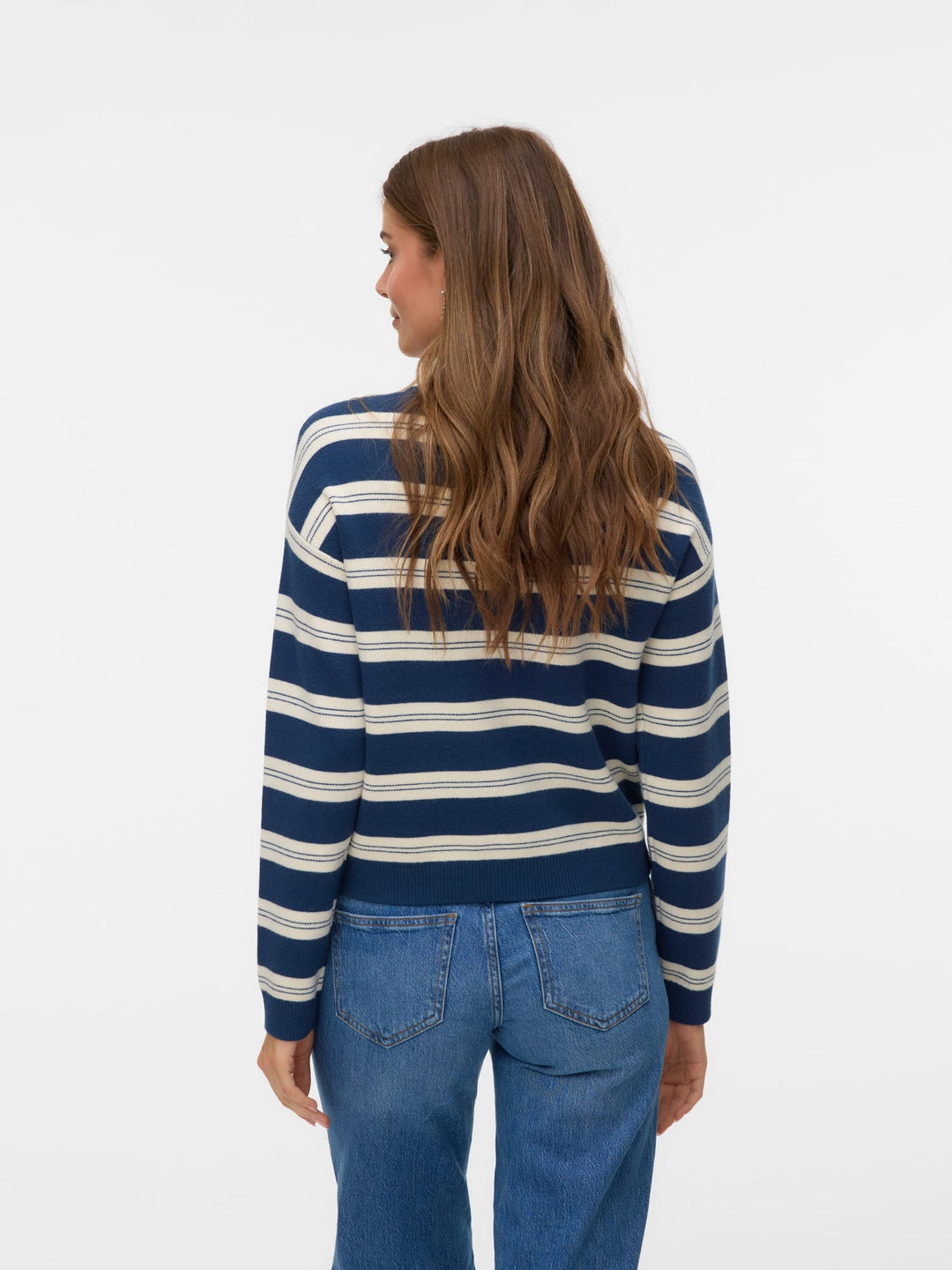 VERO MODA Gold vest gebreid dames - blauw dessin