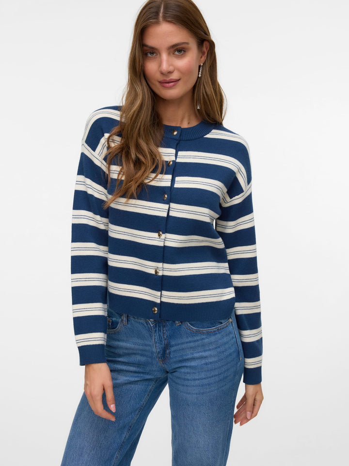 VERO MODA Gold vest gebreid dames - blauw dessin