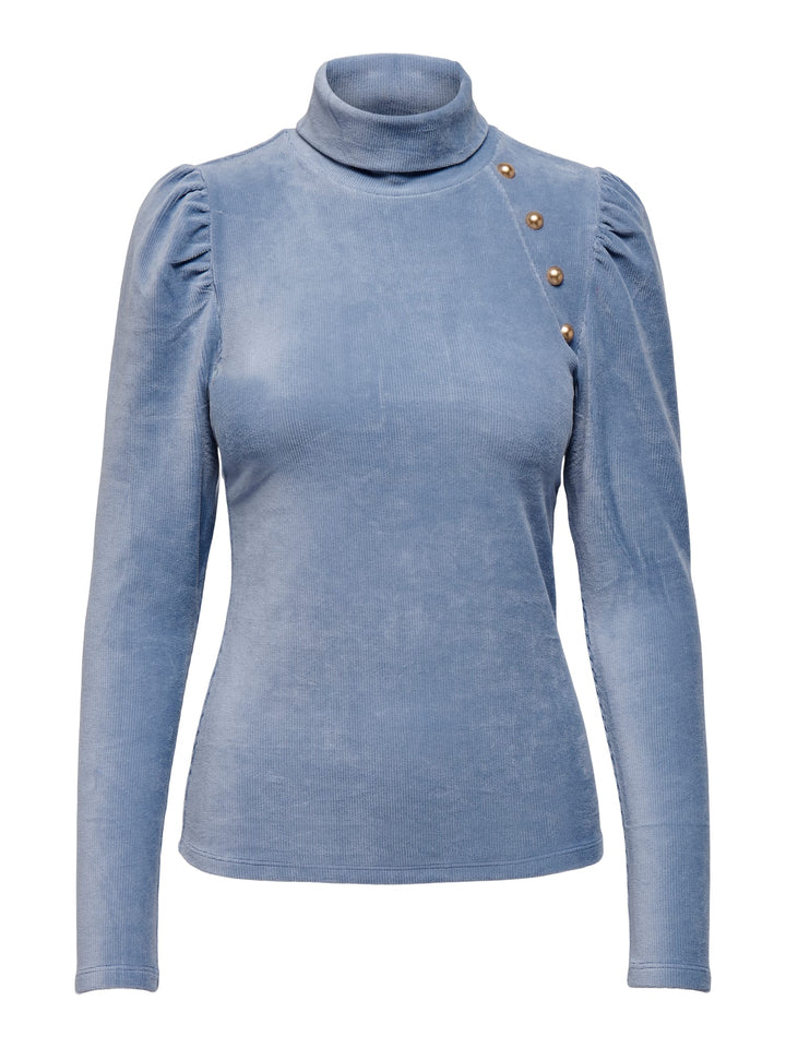 Only ONLLELA L/S Rollneck Top blauw melee – dames