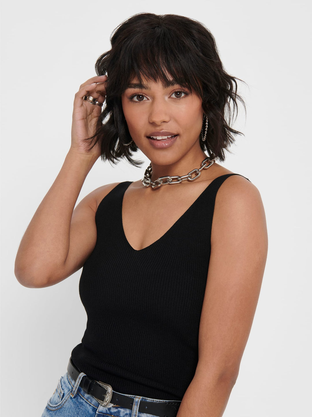 Jacqueline de Yong Nanna zwart – dames singlet