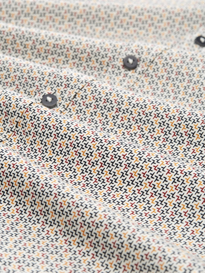 Tom Tailor 1043800 overhemd l/m ecru dessin – heren