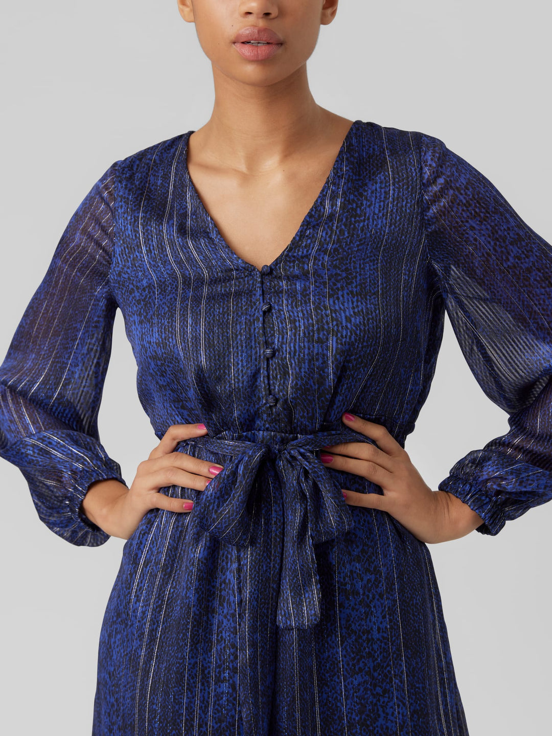 VERO MODA Nala feestjurk blauw dessin – dames