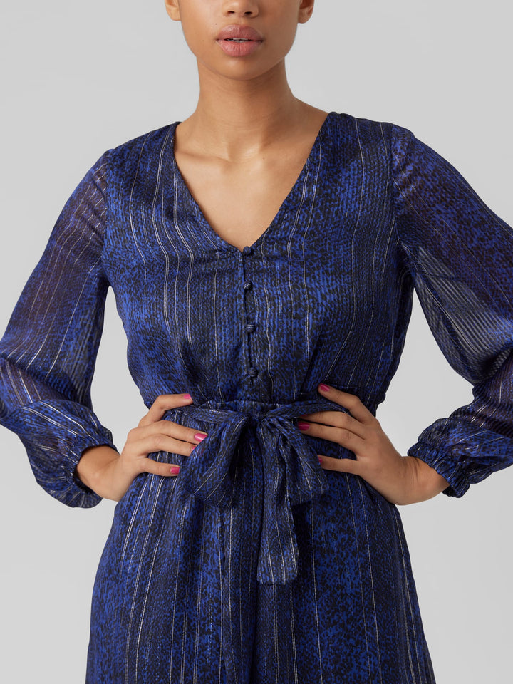VERO MODA Nala feestjurk blauw dessin – dames