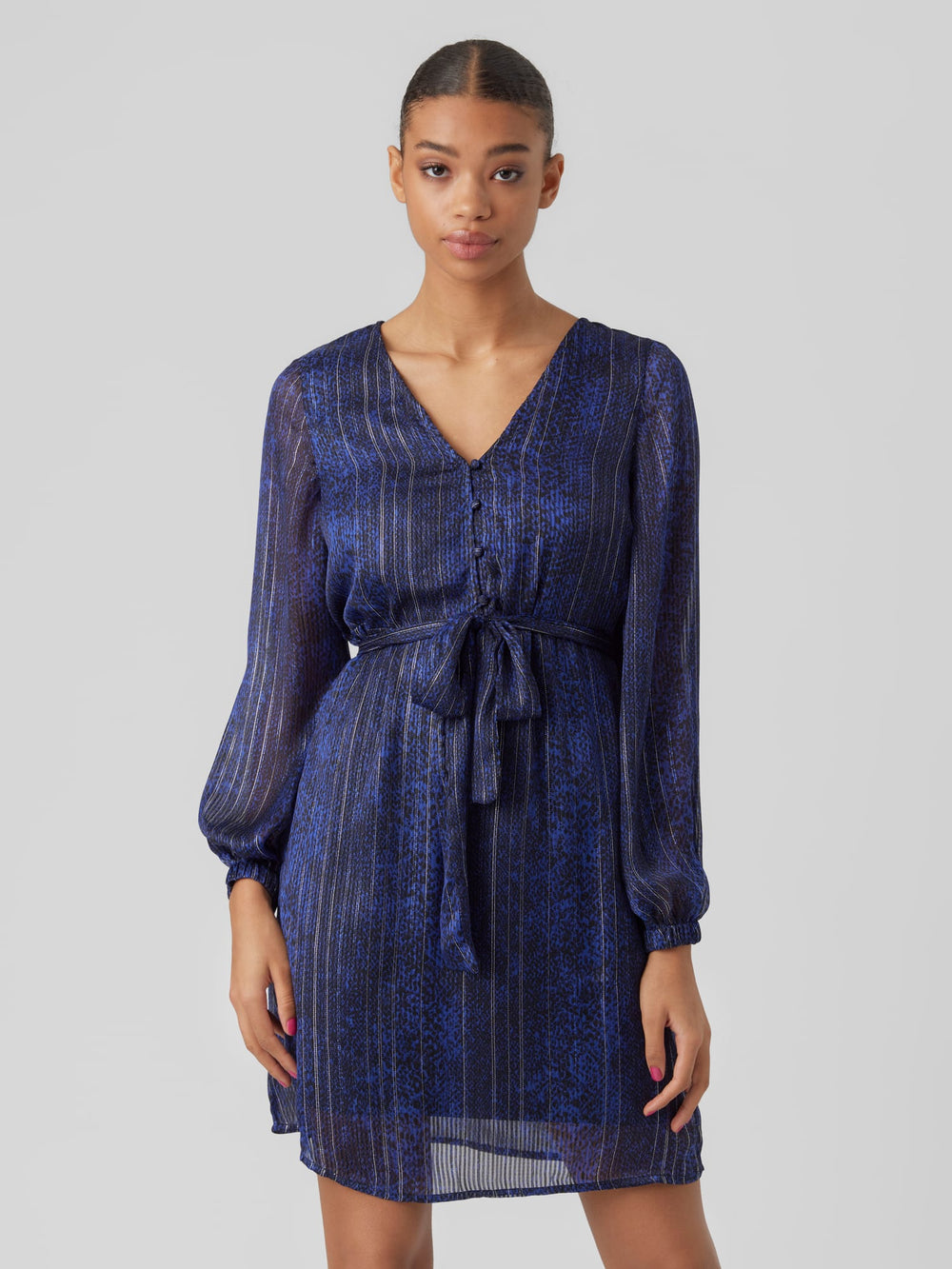 VERO MODA Nala feestjurk blauw dessin – dames