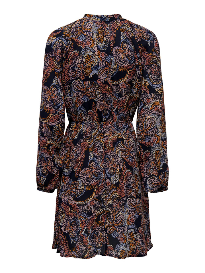 Jacqueline de Yong JDYCANA L/S SHORT DRESS – damesjurk - Blauw Dessin