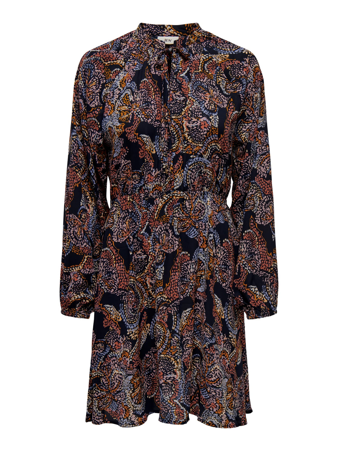 Jacqueline de Yong JDYCANA L/S SHORT DRESS – damesjurk - Blauw Dessin