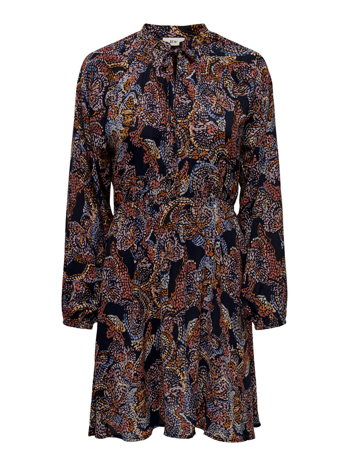 Jacqueline de Yong JDYCANA L/S SHORT DRESS – damesjurk - Blauw Dessin