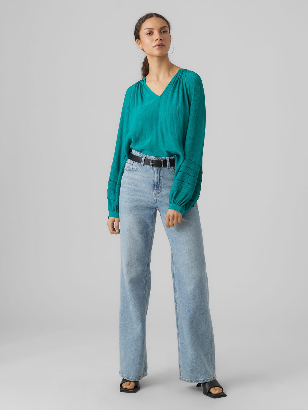 VERO MODA Citta blouse esmerald – dames top l/m