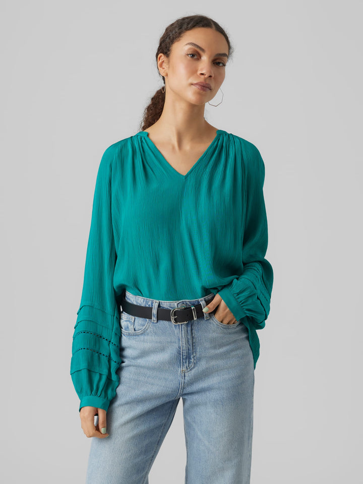 VERO MODA Citta blouse esmerald – dames top l/m