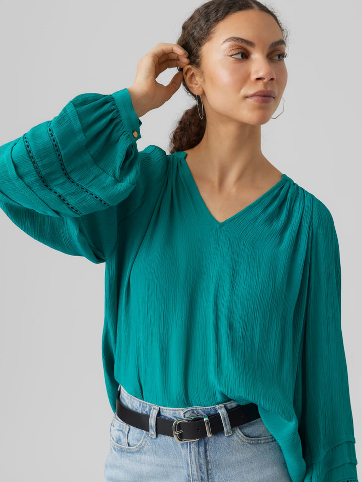 VERO MODA Citta blouse esmerald – dames top l/m