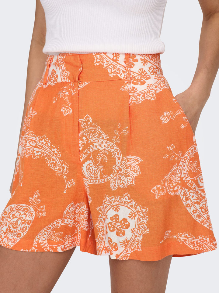 Only 15289371 Bella – nette shorts dames - Oranje Dessin