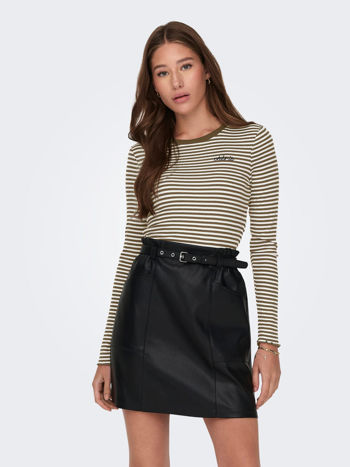 Only Newmaja cropped t-shirt – dames - Bruin Dessin