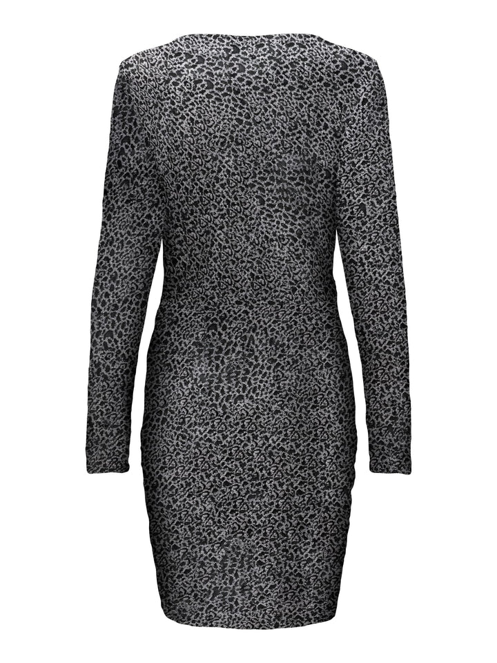 Only ONLQUEEN L/S V-NECK GLITTER DRESS – damesjurk - Zilverkleurig